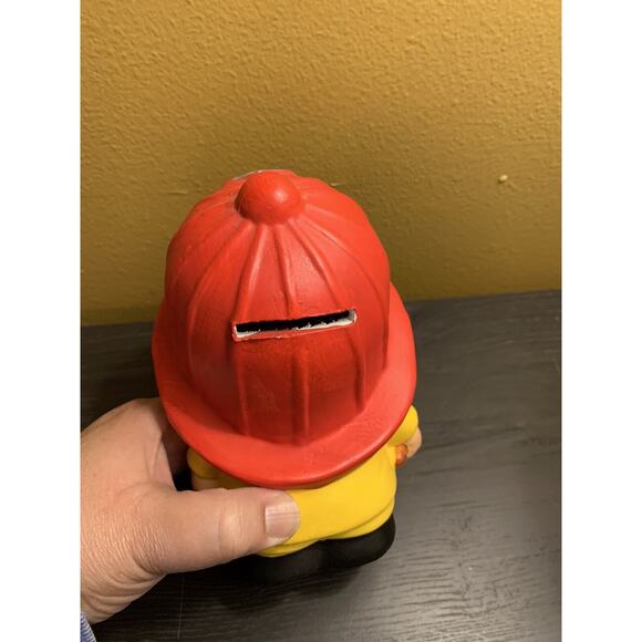 Price Products Vintage Boy Fireman Coin Bank/ Piggy Bank Fire Dept with Stopper - Picture 3 of 6